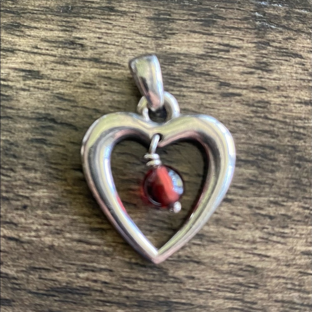 James Avery Heart Charm for necklace with gem dangle